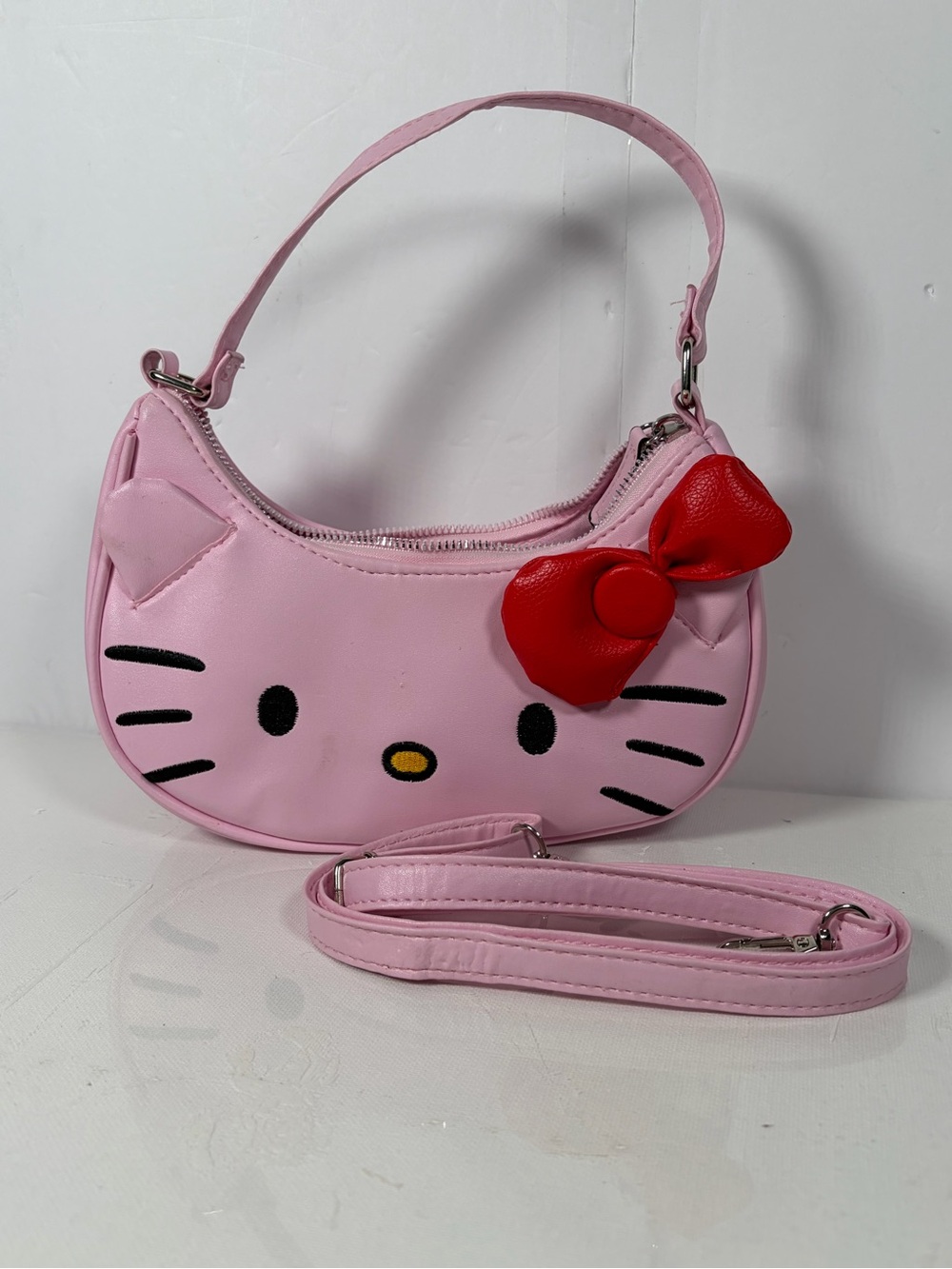Hello Kitty Sanrio Pink Face Purse Crossbody Shoulder Bag 2024 Detachable Stra